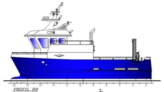 Illustrasjon av blå båt